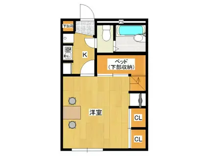 フルール柏公園(1K/1階)の間取り写真