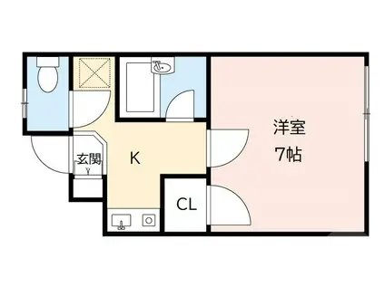 ハイムタケダT-4(1K/1階)の間取り写真