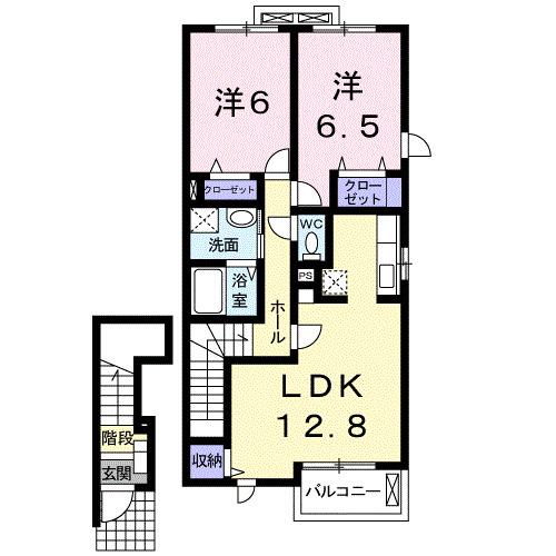 グランリーオ B(2LDK/2階)の間取り写真