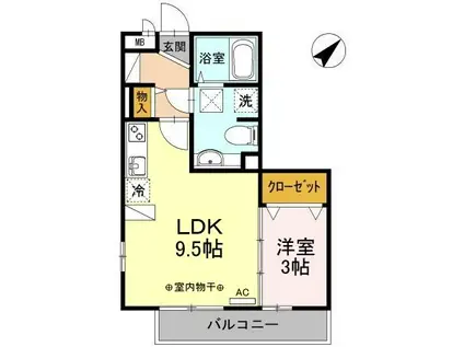 GRAND・MER(1LDK/2階)の間取り写真