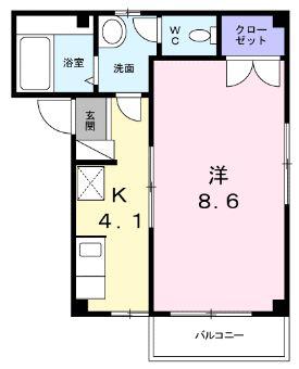 津之下ハイツ(1K/1階)の間取り写真