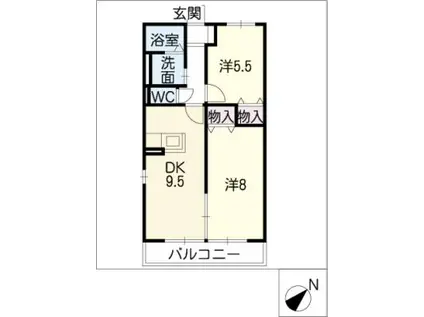 コットンメゾンC棟(2DK/2階)の間取り写真