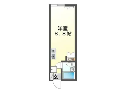 シャトルヤマシタ(ワンルーム/2階)の間取り写真