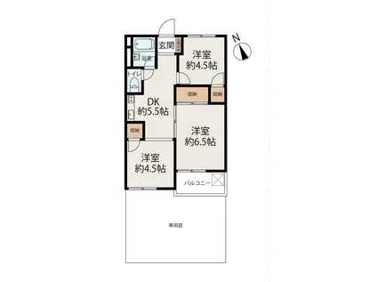 磯子コーポラス(3DK/1階)の間取り写真