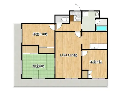 チェリーヒルズ健軍(3LDK/6階)の間取り写真
