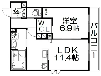 SHAMAISON LAN-FREE(1LDK/2階)の間取り写真
