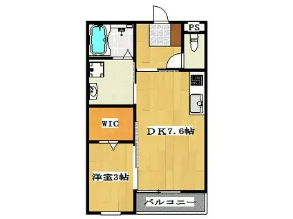 トレゾール住吉(1DK/1階)の間取り写真