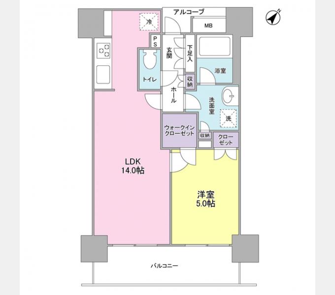 LASANTE五反田(1LDK/15階)の間取り写真