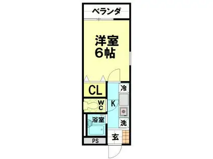 クリーク赤佐古(1K/2階)の間取り写真