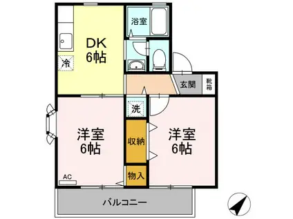 フリージアコート(2DK/2階)の間取り写真