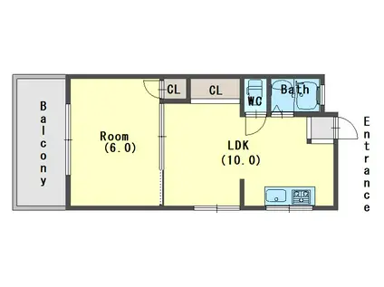 テラスレジデンスあさぎり(1LDK/3階)の間取り写真