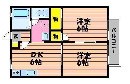 フィオーレ倉敷A棟(2DK/2階)の間取り写真