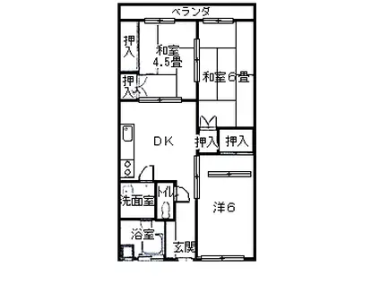 リバーサイドビルヤマモト(3DK/4階)の間取り写真