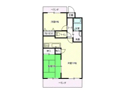 ヴィラージュ興南(2LDK/2階)の間取り写真