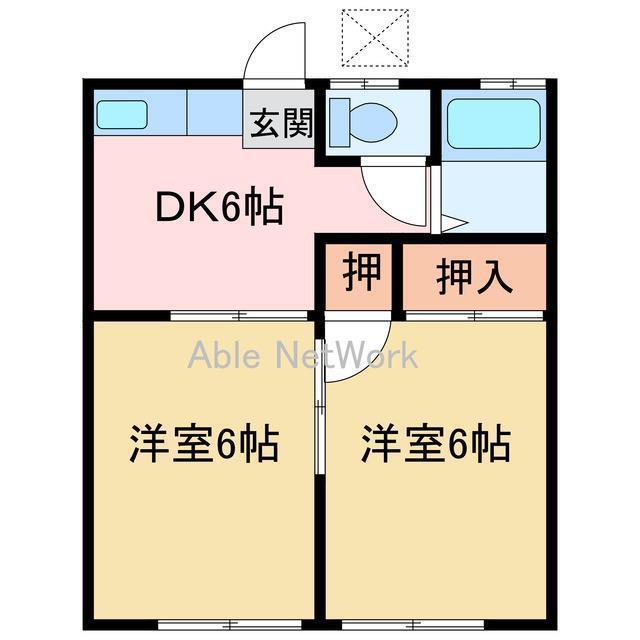 大西アパート(2DK/2階)の間取り写真