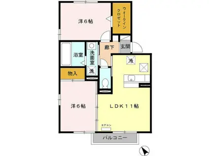 リビングB棟(2LDK/1階)の間取り写真