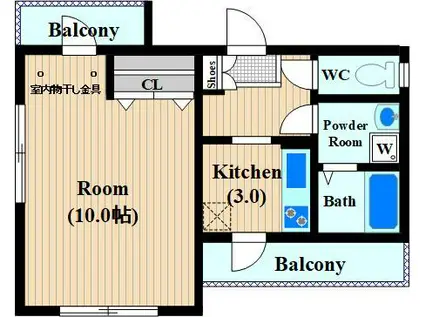 グランディールK(1K/3階)の間取り写真