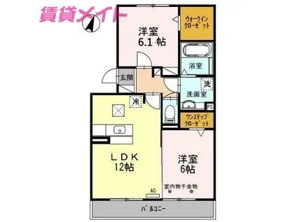 イーストタウン B(2LDK/1階)の間取り写真