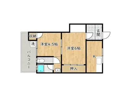 鳳ハイツ(2DK/2階)の間取り写真