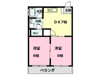 ベルポートINABA(2DK/3階)の間取り写真
