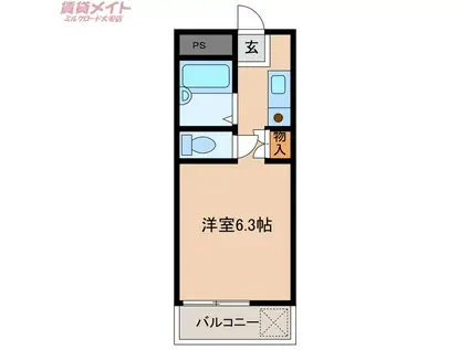 KOMO(ワンルーム/1階)の間取り写真