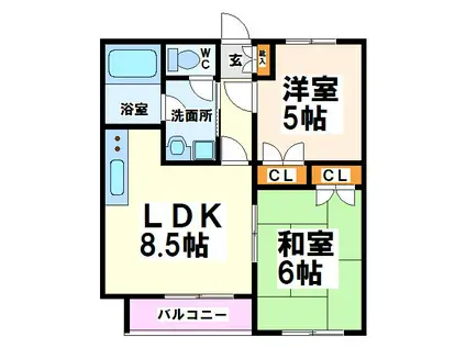アーバイン片町(2LDK/3階)の間取り写真