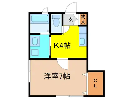 グランチェスタ多賀城(1K/1階)の間取り写真