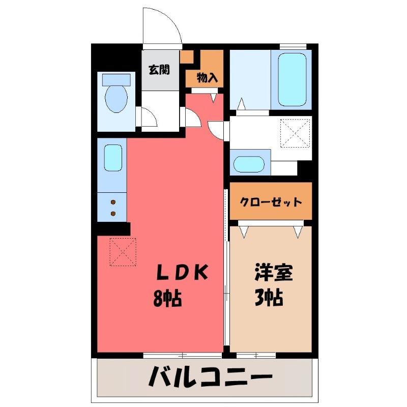 マリオーネ八千代(1LDK/2階)の間取り写真