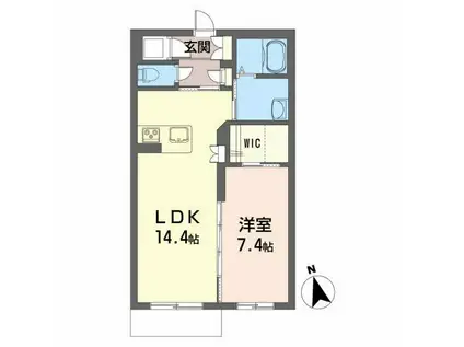 メゾンマスト盛南中央III(1LDK/1階)の間取り写真