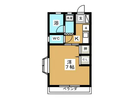 ムーニー野田(1K/2階)の間取り写真