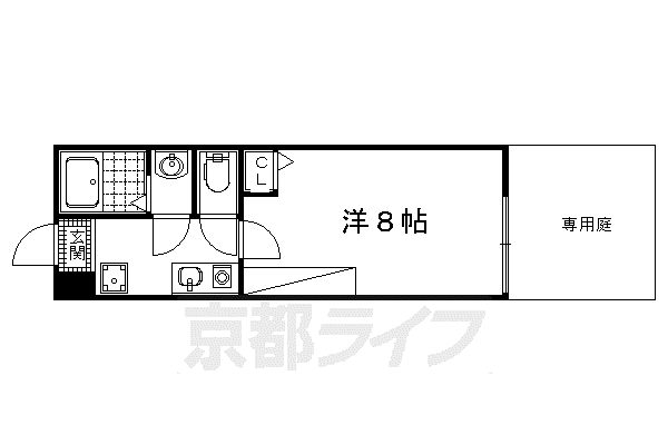 フラッティ丸太町御前(1K/1階)の間取り写真