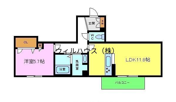 ソラーナ堺市駅(1LDK/3階)の間取り写真