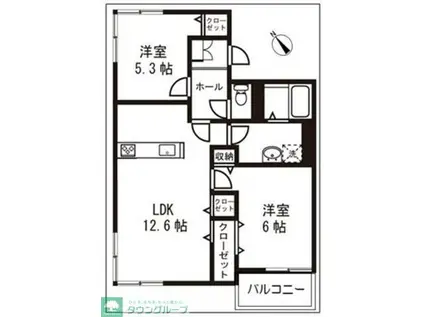ル・トゥールモンド(2LDK/3階)の間取り写真