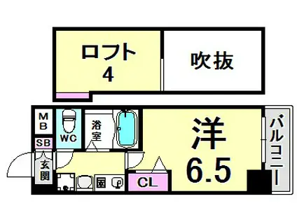 エステムコート神戸県庁前IIIフィエルテ(1K/7階)の間取り写真