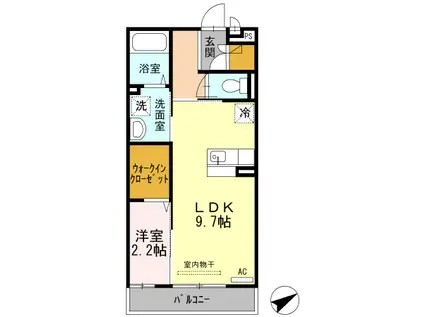 スカイコート津久野(1LDK/2階)の間取り写真