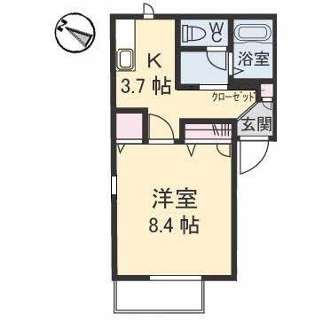 ディアス貴船A棟(1K/1階)の間取り写真
