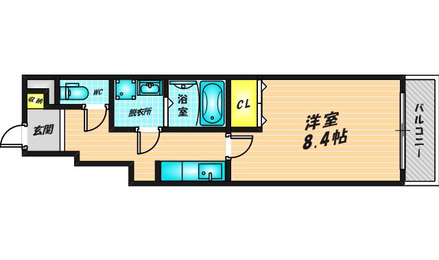 アーク島之内(1K/1階)の間取り写真
