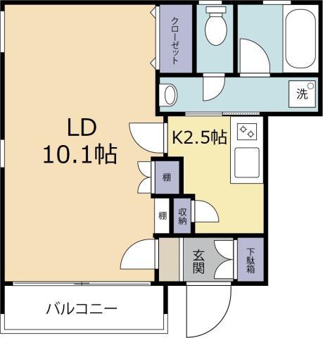 CORTE(1LDK/3階)の間取り写真