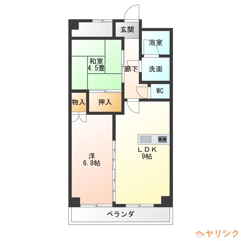 ブルーウェーブマンション(2DK/2階)の間取り写真