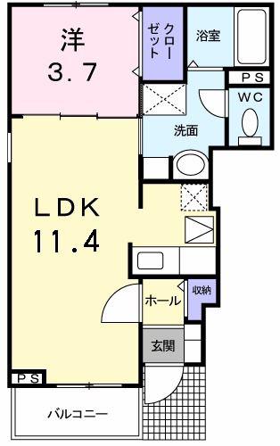 カーサ ペスカ(1LDK/1階)の間取り写真