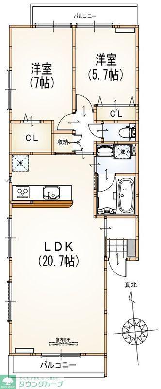 アルマコート(2LDK/3階)の間取り写真