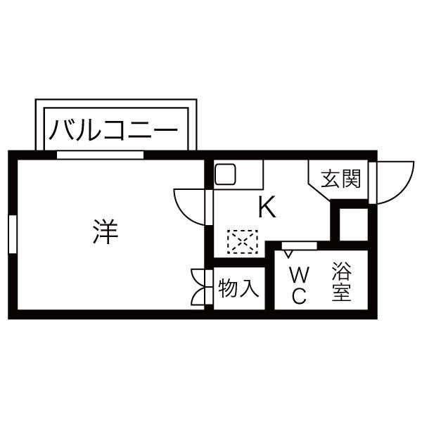 RX豊田(1K/4階)の間取り写真