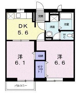 サンストウ(2DK/2階)の間取り写真