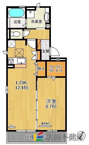 D-ROOM千鳥(1LDK/3階)の間取り写真
