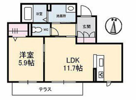 プリティーウーマン B棟(1LDK/1階)の間取り写真