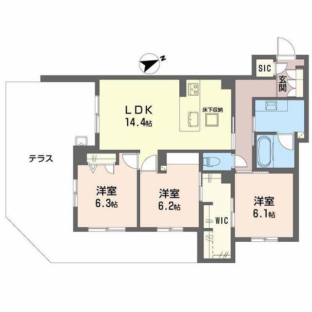 アルテーヌ浜寺元町(3LDK/1階)の間取り写真