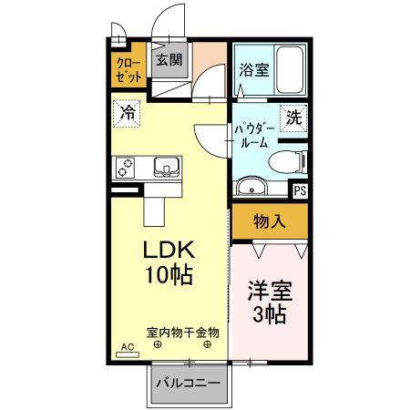 モナリエール(1LDK/1階)の間取り写真