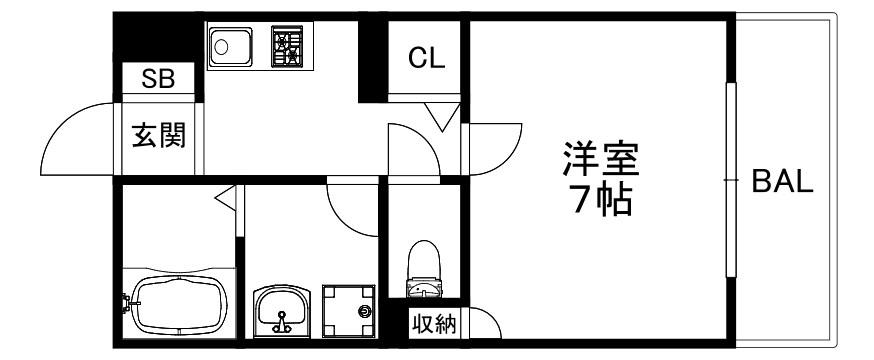 クレリア神戸(1K/1階)の間取り写真