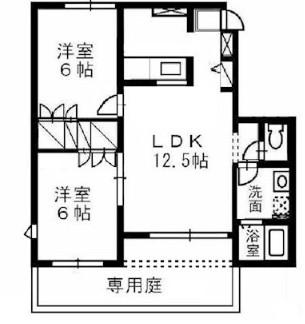 児島テラスA棟(2LDK/1階)の間取り写真