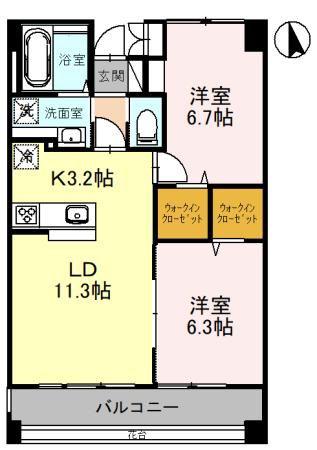 GRAND CHARIOT(2LDK/4階)の間取り写真